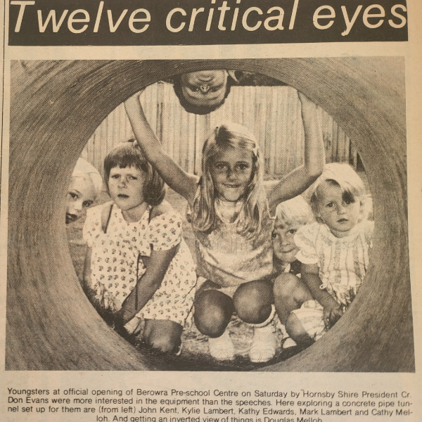 Newspaper Article depicting children in 1975 enjoying the grand opening of the service,