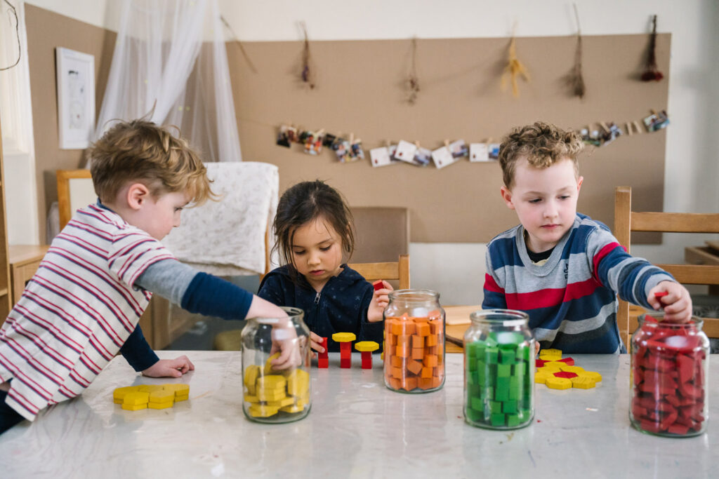 Children playing with colourful blocks at KU Sunbeam childcare