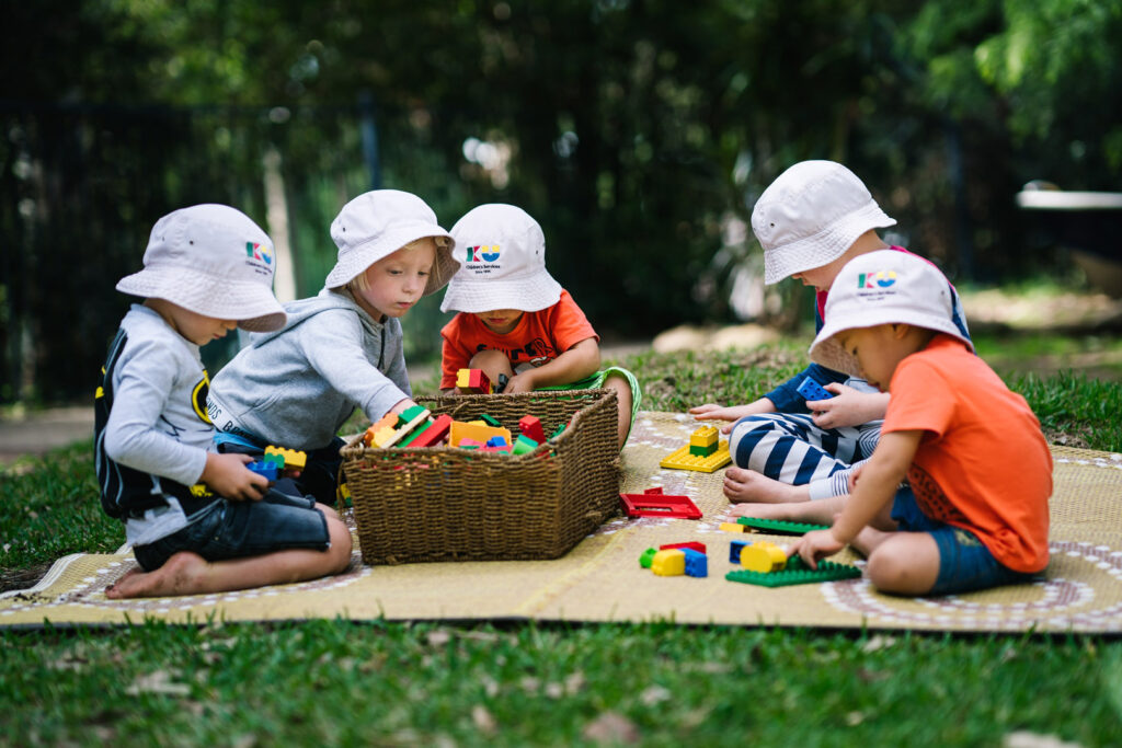 Children playing with Lego bricks at Kooinda Workbase Childcare