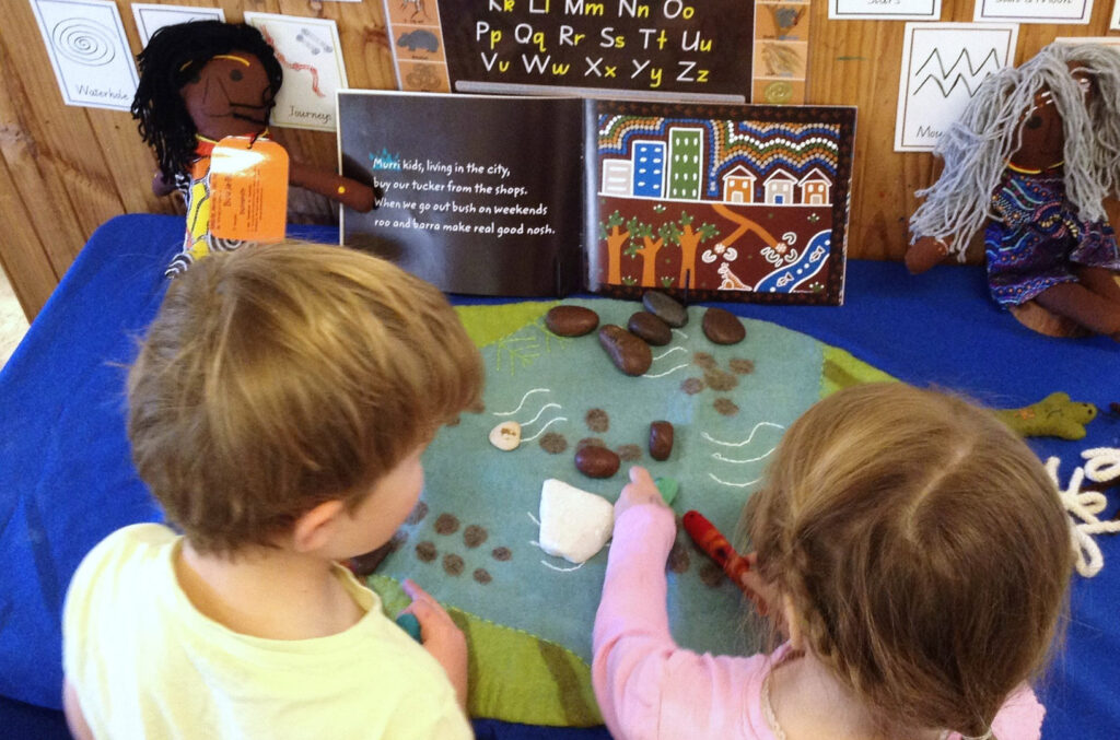 Children learning about Indigenous Australians at KU Goulburn childcare