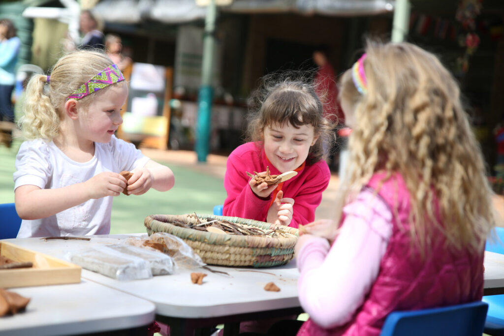 Children making clay sculptures at KU Heathcote childcare