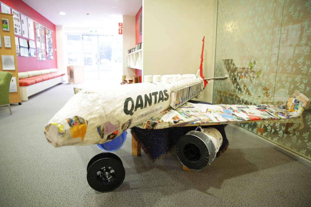 Hand made model of a Qantas plane at KU's The Joey Club childcare