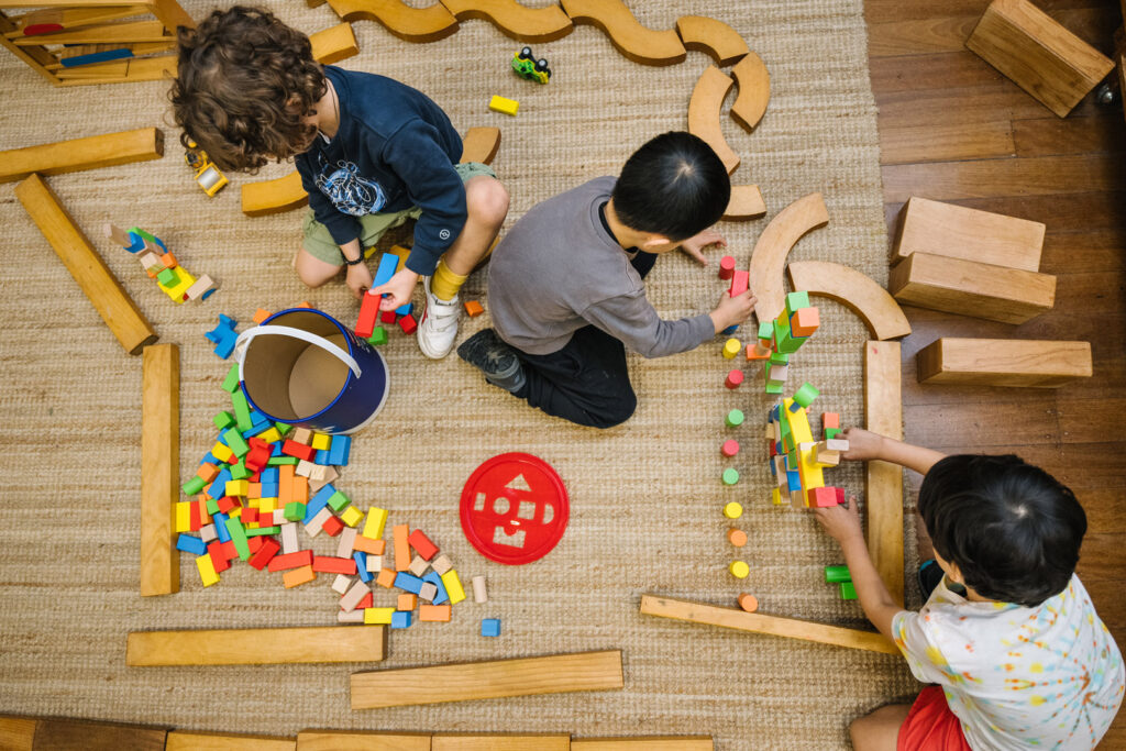 Children playing with blocks at KU Bligh Park childcare