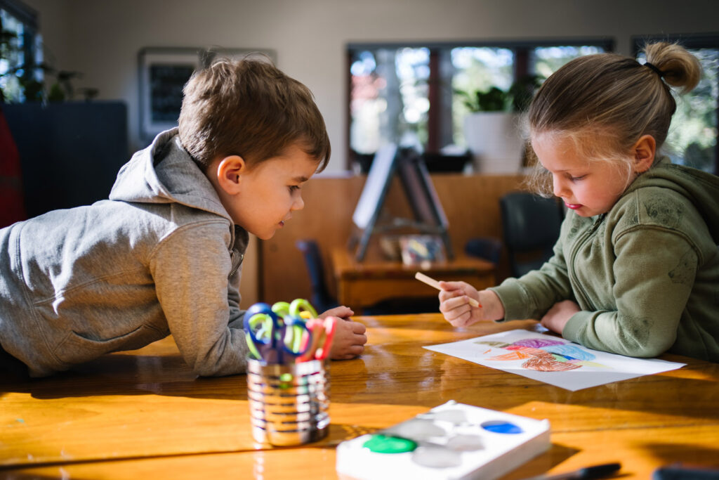 Children doing some arts and craft at KU Peter Pan Paddington childcare